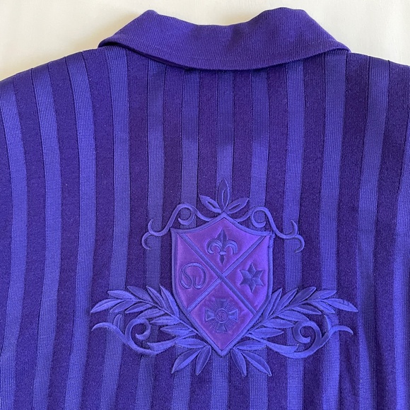 St John Santana Knit Jacket Women Royal Purple Y2K Large Old Money Preppy Logo - Picture 4 of 16